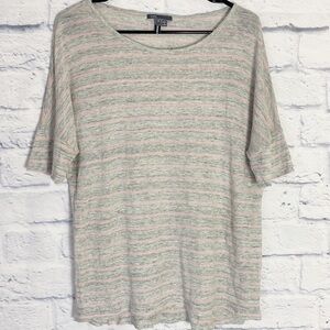 Vince gray pink striped oversized linen tee shirt small